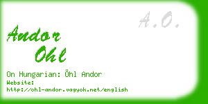 andor ohl business card